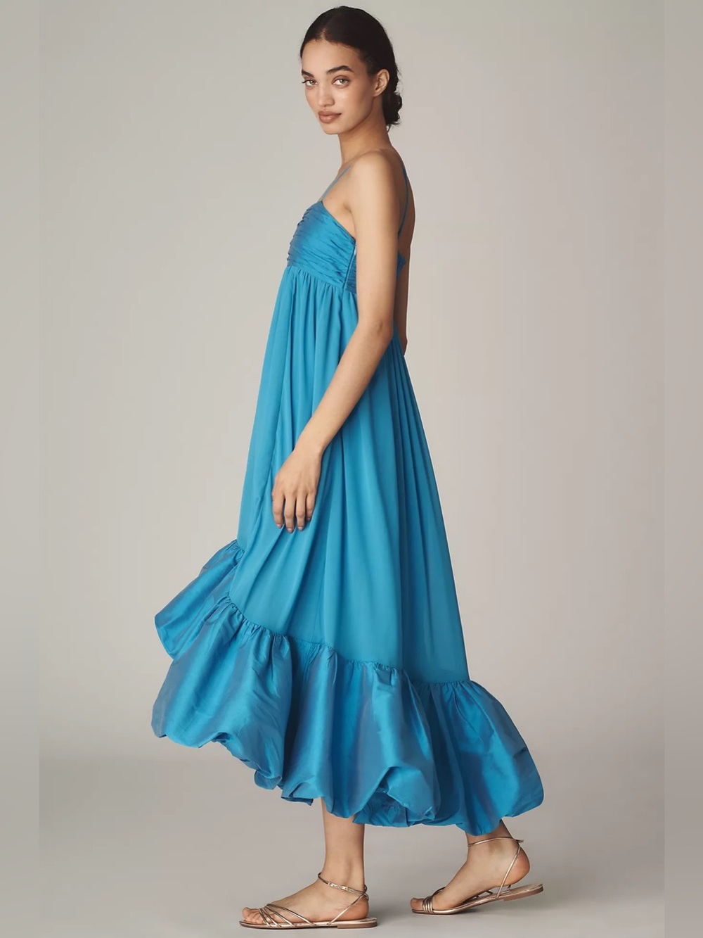 Anthropologie Maeve Sweetheart Babydoll Ruffle-Hem Blue Cocktail party Dress XL - Picture 3 of 6